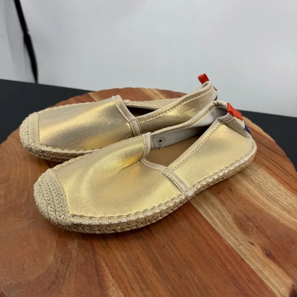 Sea Star Metallic Gold Slip-On Espadrille water shoes for Women. Size 6
